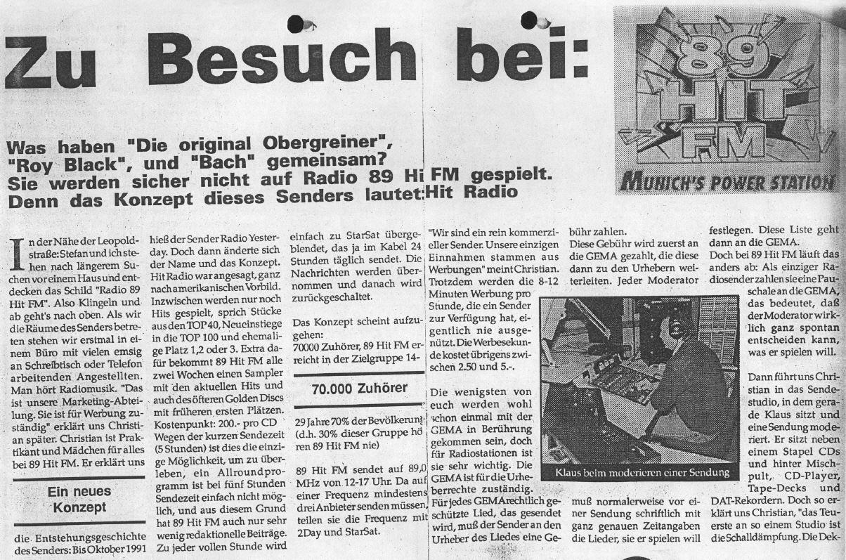 89 HIT FM Presseauszug