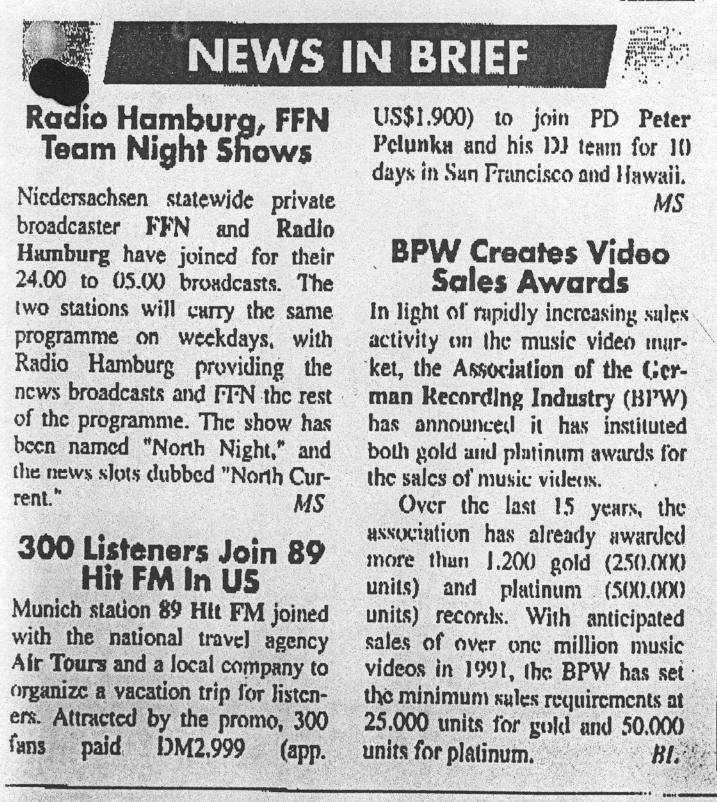 89 HIT FM PRESSEAUSZUG AUS DEN USA