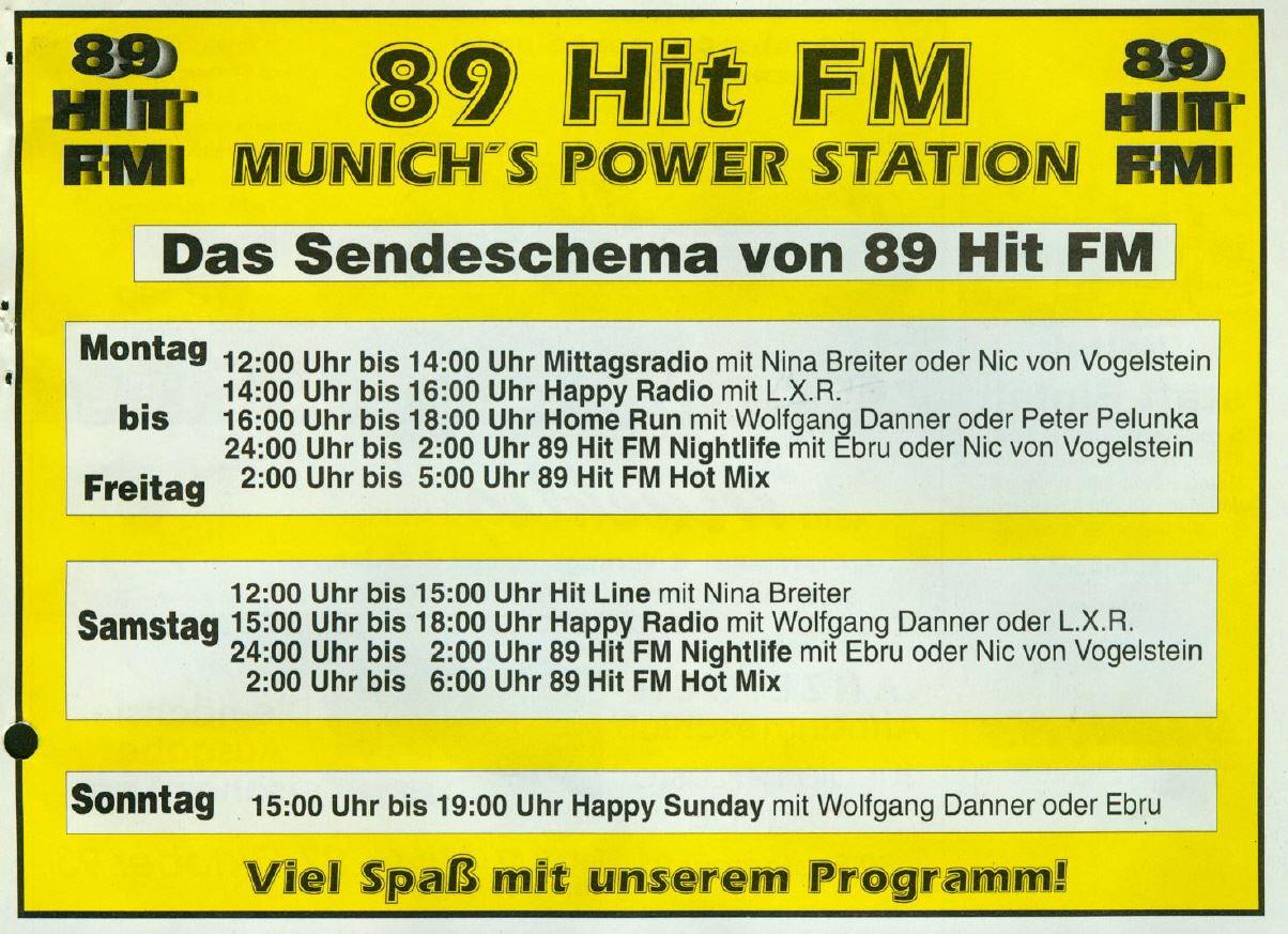 89 HIT FM kleiner Ausschnitt des täglichen Programms