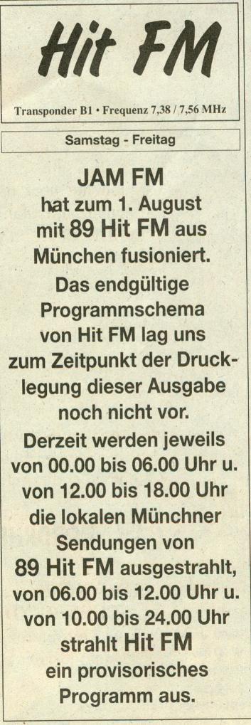 PRESSEAUSZUG  HIT FM / JAM FM BOMBENERFOLG...bei den Hörern