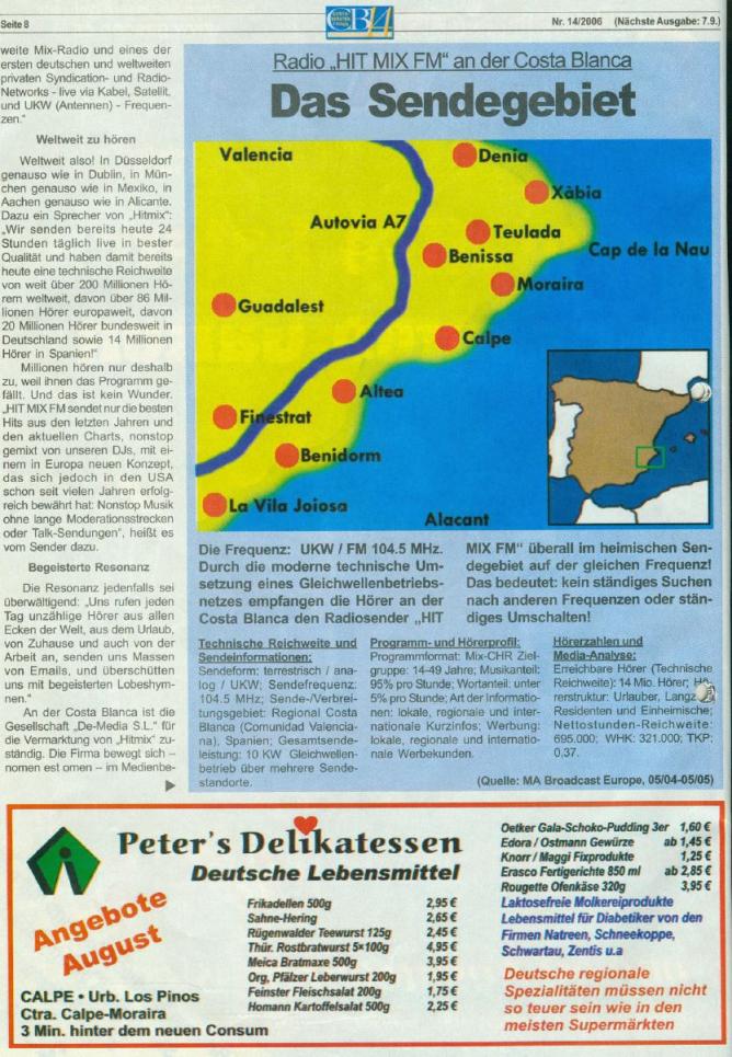 HIT MIX FM Presseauszug in Zusammenarbeit einer Infozeitschrift (2)