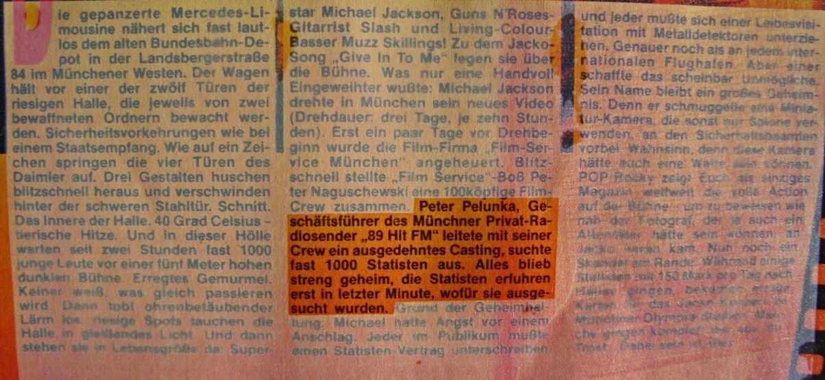 89 HIT FM HOLT MICHAEL JACKSON NACH MÜNCHEN...