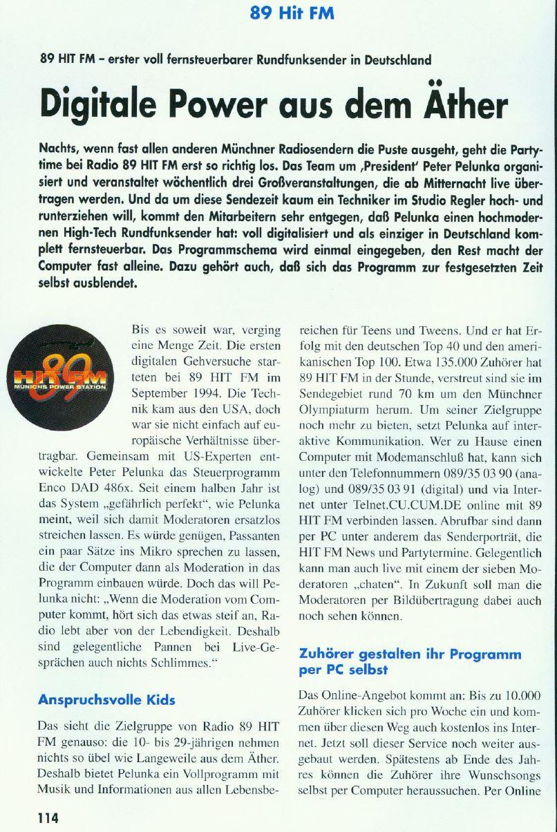 89 HIT FM Presseauszug Teil a)