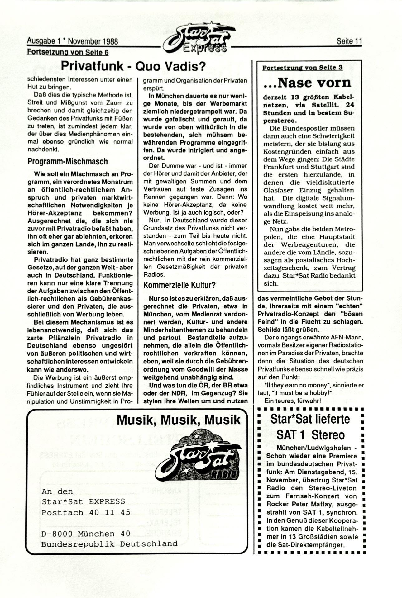 STAR*SAT EXPRESS erste Ausgabe, Seite11