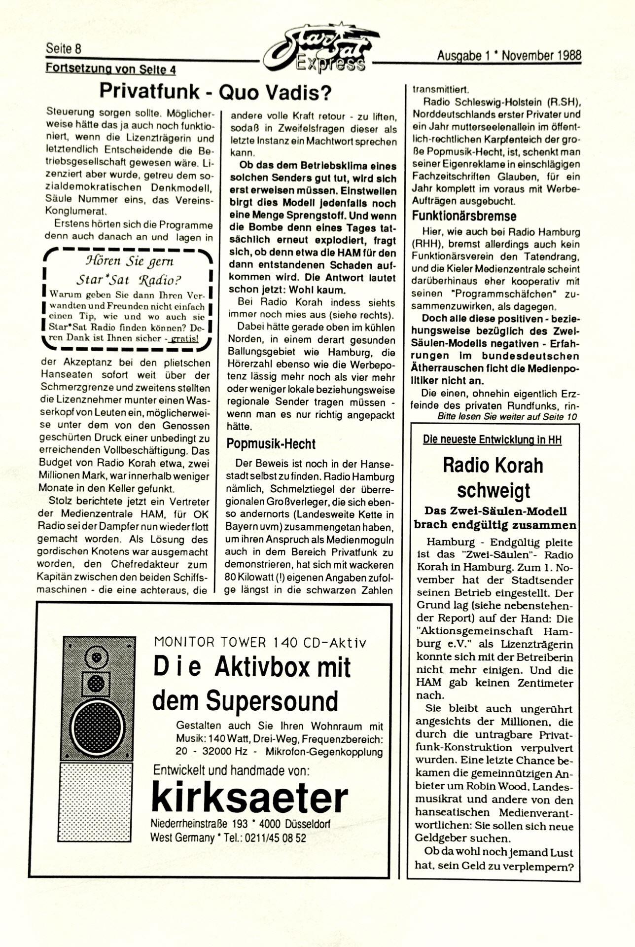 STAR*SAT EXPRESS erste Ausgabe, Seite8