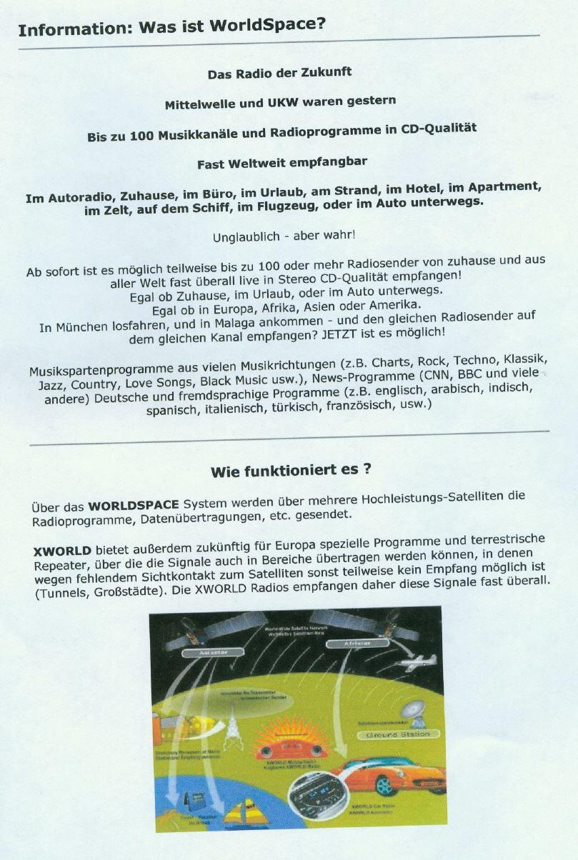 WORLDSPACE UND EIGENER KATALOG eigene Produkte, Erfindungen und Vertrieb