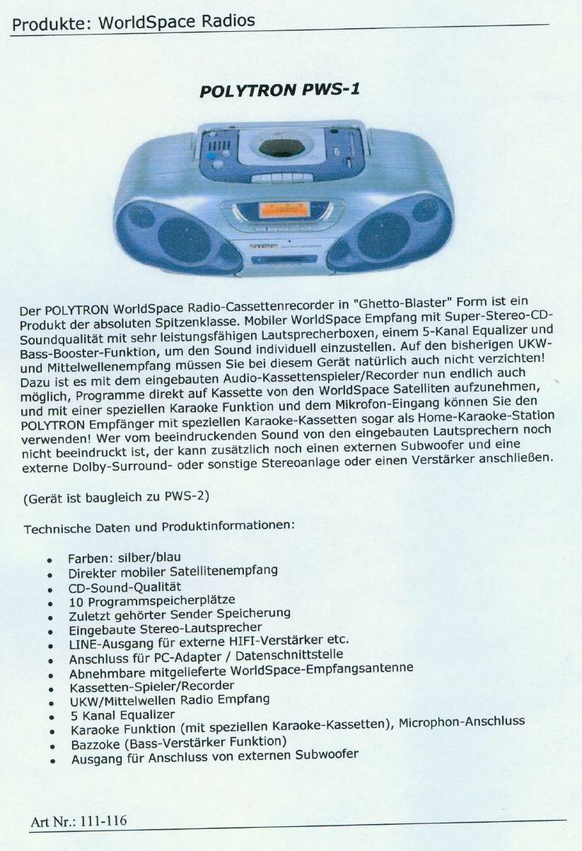 WORLDSPACE UND EIGENER KATALOG eigene Produkte, Erfindungen und Vertrieb