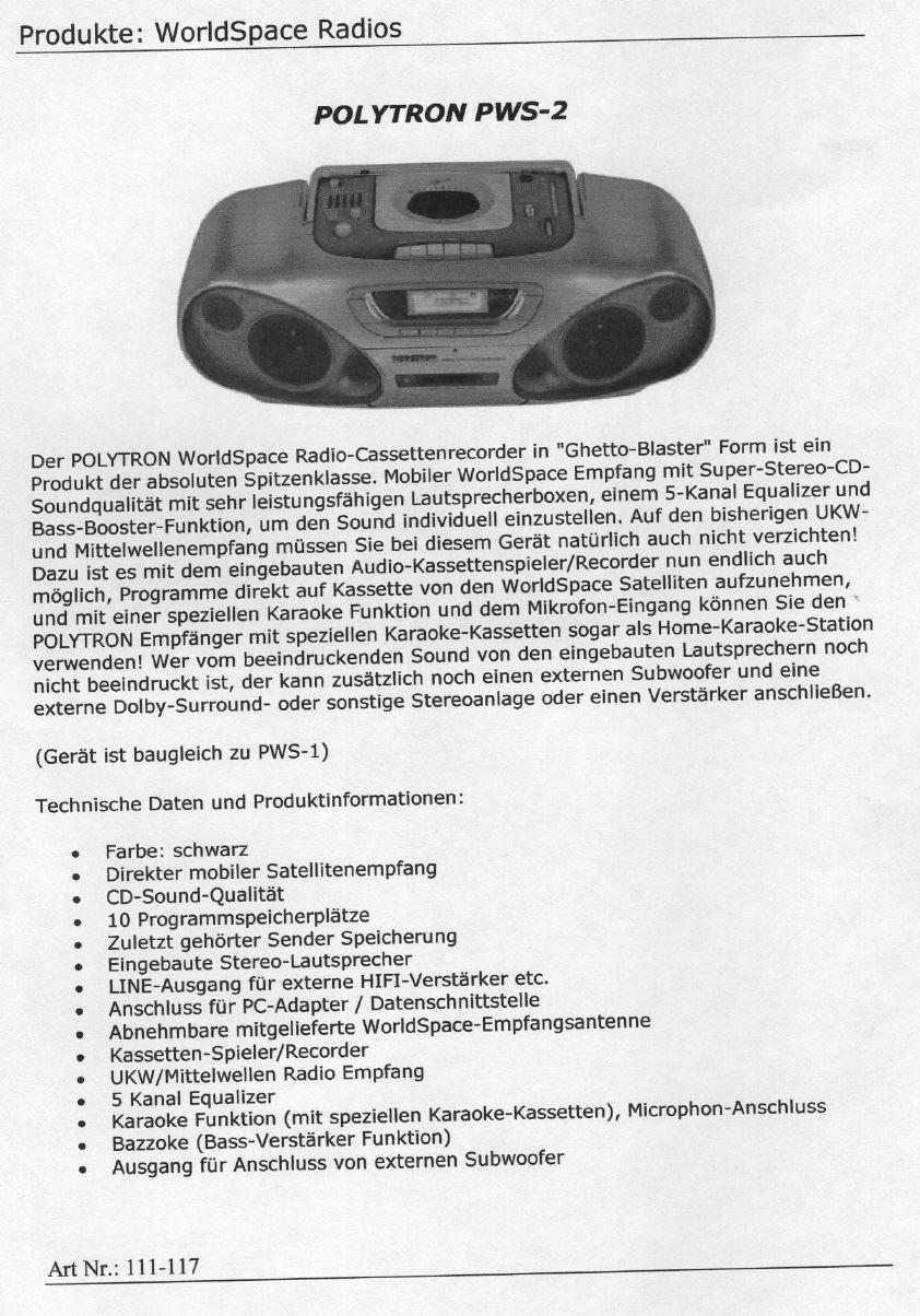 WORLDSPACE UND EIGENER KATALOG eigene Produkte, Erfindungen und Vertrieb